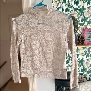 Delicate Cream Lace Long-Sleeve Top